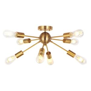 POWERTECH φωτιστικό οροφής HLL-0061, 8x E27, 32x53cm, μεταλλικό, χρυσό | Φωτισμός | elabstore.gr