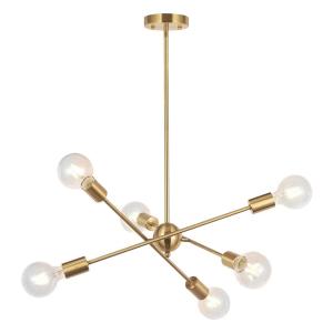 POWERTECH φωτιστικό οροφής HLL-0062, 6x E27, 59cm, μεταλλικό, χρυσό | Φωτισμός | elabstore.gr