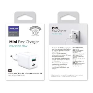 JOYROOM φορτιστής τοίχου L-QP303, USB-C & USB, PD & QC, 30W, λευκός | eLabstore.gr JOYROOM φορτιστής τοίχου L-QP303, USB-C & USB, PD & QC, 30W, λευκός | Αξεσουάρ κινητών | elabstore.gr
