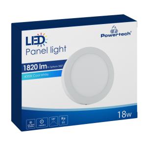 POWERTECH LED panel PAN-0002, 18W, Φ 22.5cm, 4000K, 1820lm, λευκό | eLabstore.gr POWERTECH LED panel PAN-0002, 18W, Φ 22.5cm, 4000K, 1820lm, λευκό | Φωτισμός | elabstore.gr