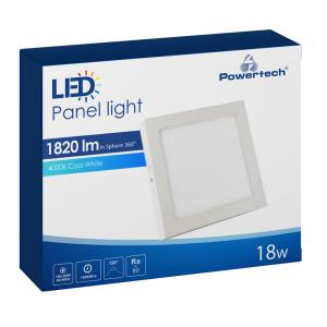 POWERTECH LED panel PAN-0004, 18W, 22.5 x 2.8cm, 4000K, 1820lm, λευκό | Φωτισμός | elabstore.gr