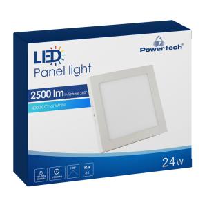 POWERTECH LED panel PAN-0005, 24W, 28.5 x 2.8cm, 4000K, 2500lm, λευκό | Φωτισμός | elabstore.gr