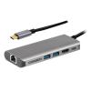 POWERTECH docking station PTH-069, 2x USB/HDMI/RJ45/USB-C PD/SD, γκρι | Συνοδευτικά PC | elabstore.gr