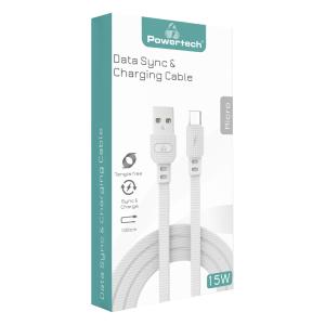 POWERTECH καλώδιο USB σε Micro USB armor PTR-0098, 15W 3A, 1m, λευκό | Αξεσουάρ κινητών | elabstore.gr