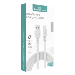 POWERTECH καλώδιο USB σε Lightning armor PTR-0100, 15W 3A, 1m, λευκό | Αξεσουάρ κινητών | elabstore.gr