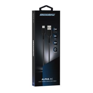 ROCKROSE καλώδιο USB σε USB-C Alpha AC, 2.4A 12W, 1m, μαύρο | Αξεσουάρ κινητών | elabstore.gr