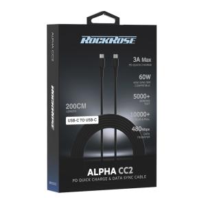 ROCKROSE καλώδιο USB-C Alpha CC2, 3A 60W, 2m, μαύρο | Αξεσουάρ κινητών | elabstore.gr