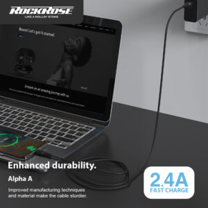 ROCKROSE καλώδιο USB σε Lightning Alpha AL, 2.4A 12W, 1m, μαύρο | Αξεσουάρ κινητών | elabstore.gr