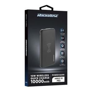 ROCKROSE power bank RRPB12, 10000mAh, 3x output & wireless, 18W, μαύρο | Αξεσουάρ κινητών | elabstore.gr