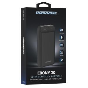 ROCKROSE power bank RRPB24, 20000mAh, 2x output, 2.1A, μαύρο | Αξεσουάρ κινητών | elabstore.gr