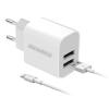 ROCKROSE φορτιστής τοίχου RRTCC02LEU καλώδιο Lightning, 2xUSB 12W, λευκό | Αξεσουάρ κινητών | elabstore.gr