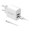 ROCKROSE φορτιστής τοίχου RRTCC02MEU, καλώδιο Micro, 2x USB 12W, λευκός | Αξεσουάρ κινητών | elabstore.gr