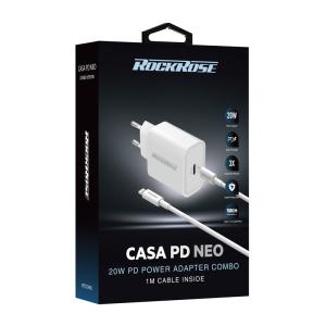 ROCKROSE φορτιστής τοίχου RRTCC04EU, καλώδιο Lightning, USB-C 20W, λευκό | eLabstore.gr ROCKROSE φορτιστής τοίχου RRTCC04EU, καλώδιο Lightning, USB-C 20W, λευκό | Αξεσουάρ κινητών | elabstore.gr