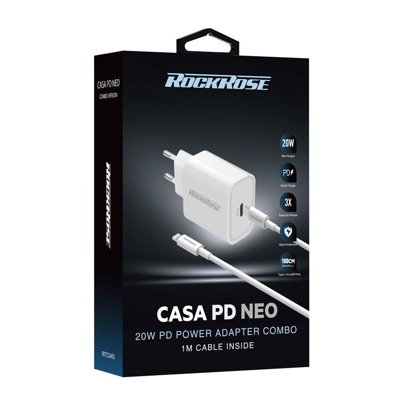 ROCKROSE φορτιστής τοίχου RRTCC04EU, καλώδιο Lightning, USB-C 20W, λευκό | eLabstore.gr ROCKROSE φορτιστής τοίχου RRTCC04EU, καλώδιο Lightning, USB-C 20W, λευκό | Αξεσουάρ κινητών | elabstore.gr