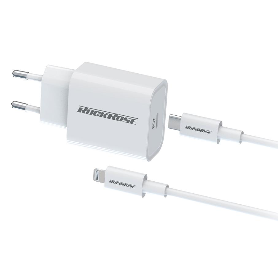 ROCKROSE φορτιστής τοίχου RRTCC04EU, καλώδιο Lightning, USB-C 20W, λευκό | eLabstore.gr ROCKROSE φορτιστής τοίχου RRTCC04EU, καλώδιο Lightning, USB-C 20W, λευκό | Αξεσουάρ κινητών | elabstore.gr