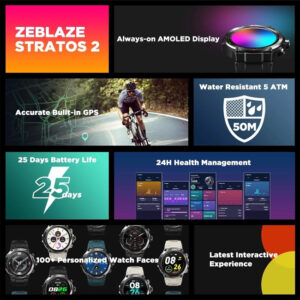 ZEBLAZE smartwatch Stratos 2, 1.3" AMOLED, GPS, heart rate, 5 ATM, μαύρο | Mobile Συσκευές | elabstore.gr