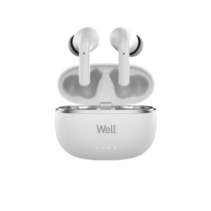 Ακουστικό In-ear Bluetooth Wireless earphones noice cancelling ANC,ENC με docking station λευκό Well | Περιφερειακά | elabstore.gr