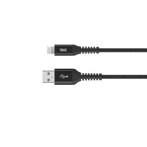 Καλώδιο USB 2.0 σε Lightning Φόρτισης - Data 1m 2.4A Μαύρο Well CABLE-USB/LIGHT-1BK01-WL | Περιφερειακά | elabstore.gr