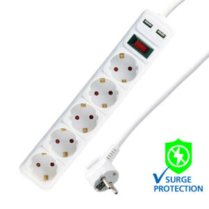 Πολύπριζα 5θ+2USB 3.5A Με Διακόπτη 3M,3g1,5 με προστασία λευκό LS-52US30W LIME | Ηλεκτρολογικά | elabstore.gr