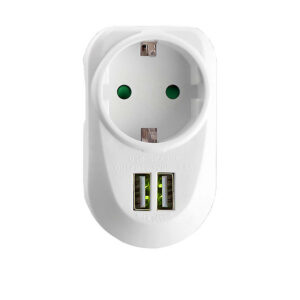 Αντάπτορας Σούκο 16A με 2xUSB 3.4Α LS-12USW LIME | Ηλεκτρολογικά | elabstore.gr