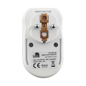 Αντάπτορας Σούκο 16A με 2xUSB 3.4Α LS-12USW LIME | Ηλεκτρολογικά | elabstore.gr