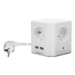GOOBAY πολύπριζο 41268, 4x schuko 16A, 2x USB 2.1A, 1.5m, λευκό | Τροφοδοσία Ρεύματος | elabstore.gr