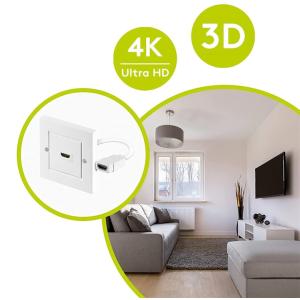 GOOBAY πρίζα τοίχου HDMI 51722, gold-plated, 4K, λεύκη | Εργαλεία | elabstore.gr