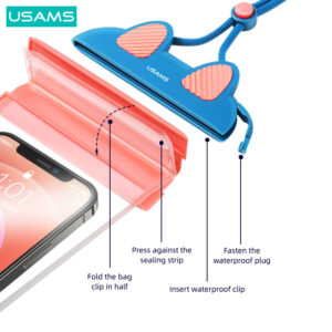 USAMS αδιάβροχη θήκη κινητού US-YD010, έως 7", IPX8, μπλε & ροζ | Αξεσουάρ κινητών | elabstore.gr