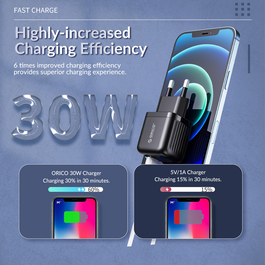 ORICO φορτιστής τοίχου PT30-C, USB Τype-C, PD QC 3.0, 30W, μαύρος | eLabstore.gr ORICO φορτιστής τοίχου PT30-C, USB Τype-C, PD QC 3.0, 30W, μαύρος | Αξεσουάρ κινητών | elabstore.gr