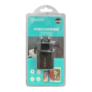 ORICO φορτιστής τοίχου PV20-1U1C, USB & USB-C, PD QC 3.0, 20W, μαύρος | Αξεσουάρ κινητών | elabstore.gr