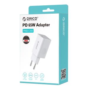 ORICO φορτιστής τοίχου PV65-C, USB Τype-C, PD QC 3.0, 65W, λευκός | Αξεσουάρ κινητών | elabstore.gr
