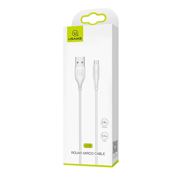 USAMS καλώδιο Micro USB σε USB US-SJ268, 2A, 1m, λευκό | eLabstore.gr USAMS καλώδιο Micro USB σε USB US-SJ268, 2A, 1m, λευκό | Αξεσουάρ κινητών | elabstore.gr