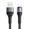 USAMS καλώδιο Lightning σε USB US-SJ534 με φωτισμό, 2.4A, 1.2m, μαύρο | Αξεσουάρ κινητών | elabstore.gr