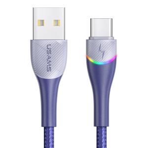 USAMS καλώδιο USB-C σε USB US-SJ542 με RGB φωτισμό, 3A, 1.2m, μπλε | Αξεσουάρ κινητών | elabstore.gr