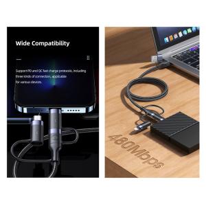 USAMS καλώδιο USB-C/USB σε USB-C/Micro/Lightning SJ547, 60W, 1.2m, μαύρο | Αξεσουάρ κινητών | elabstore.gr
