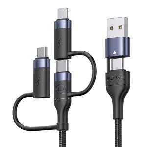 USAMS καλώδιο USB-C/USB σε USB-C/Micro/Lightning SJ547, 60W, 1.2m, μαύρο | Αξεσουάρ κινητών | elabstore.gr