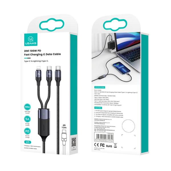 USAMS καλώδιο USB-C σε USB-C & Lightning US-SJ550, PD 100W, 1.2m, μαύρο | eLabstore.gr USAMS καλώδιο USB-C σε USB-C & Lightning US-SJ550, PD 100W, 1.2m, μαύρο | Αξεσουάρ κινητών | elabstore.gr