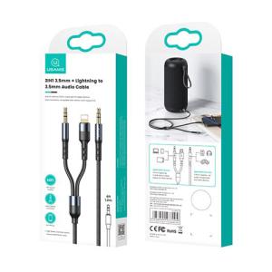 USAMS καλώδιο ήχου 3.5mm σε Lightning & 3.5mm US-SJ554, 1.2m, μαύρο | Αξεσουάρ κινητών | elabstore.gr