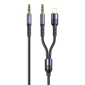 USAMS καλώδιο ήχου 3.5mm σε Lightning & 3.5mm US-SJ554, 1.2m, μαύρο | Αξεσουάρ κινητών | elabstore.gr