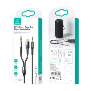 USAMS καλώδιο ήχου 3.5mm σε USB-C & 3.5mm US-SJ555, 1.2m, μαύρο | Αξεσουάρ κινητών | elabstore.gr