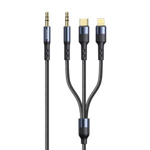 USAMS καλώδιο ήχου 3.5mm σε Lightning/USB-C/3.5mm US-SJ556, 1.2m, μαύρο | Αξεσουάρ κινητών | elabstore.gr