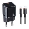 USAMS φορτιστής τοίχου UXTZH01 με καλώδιο Lightning, USB-C 30W, μαύρος | Αξεσουάρ κινητών | elabstore.gr