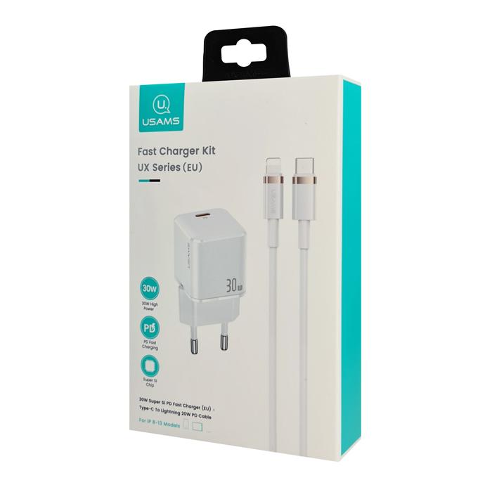 USAMS φορτιστής τοίχου UXTZH02 με καλώδιο Lightning, USB-C 30W, λευκός | eLabstore.gr USAMS φορτιστής τοίχου UXTZH02 με καλώδιο Lightning, USB-C 30W, λευκός | Αξεσουάρ κινητών | elabstore.gr