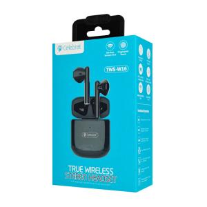 CELEBRAT earphones με θήκη φόρτισης W16, True Wireless, μαύρα | Αξεσουάρ κινητών | elabstore.gr