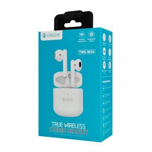 CELEBRAT earphones με θήκη φόρτισης W16, True Wireless, λευκά | Αξεσουάρ κινητών | elabstore.gr