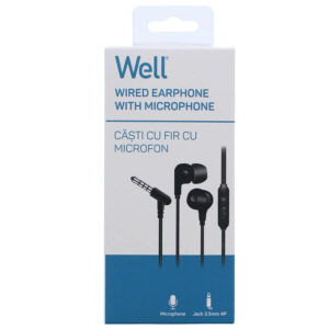 Ακουστικό με μικρόφωνο EP301BK μαύρο Well EARPHONE-EP301BK-WL | eLabstore.gr Ακουστικό με μικρόφωνο EP301BK μαύρο Well EARPHONE-EP301BK-WL | Περιφερειακά | elabstore.gr