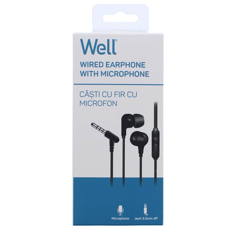 Ακουστικό με μικρόφωνο EP301BK μαύρο Well EARPHONE-EP301BK-WL | eLabstore.gr Ακουστικό με μικρόφωνο EP301BK μαύρο Well EARPHONE-EP301BK-WL | Περιφερειακά | elabstore.gr