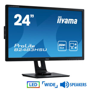 Used Monitor B2483H LED/Iiyama/24"/1920x1080/Wide/Black/w/Speakers/D-SUB & DVI-D & DP | Refurbished | elabstore.gr