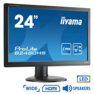 Used (A-) Monitor B2480HS LED/Iiyama/24"/1920x1080/Wide/Black/w/Speakers/Grade A-/D-SUB & DVI-D & HD | Refurbished | elabstore.gr