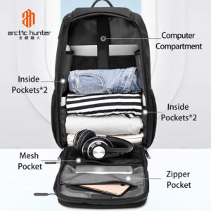 ARCTIC HUNTER τσάντα πλάτης B00461 με θήκη laptop 15.6", μαύρη | Προσωπική Φροντίδα | elabstore.gr